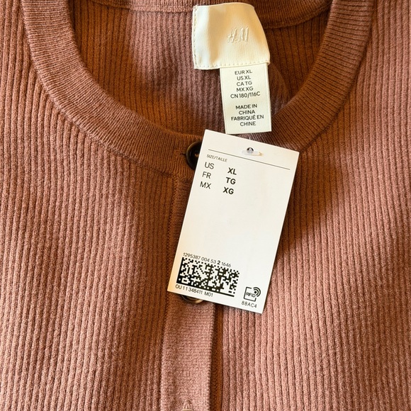 H&M Ribbed Brown Cardigan with Ruffle Hem - Picture 6 of 6